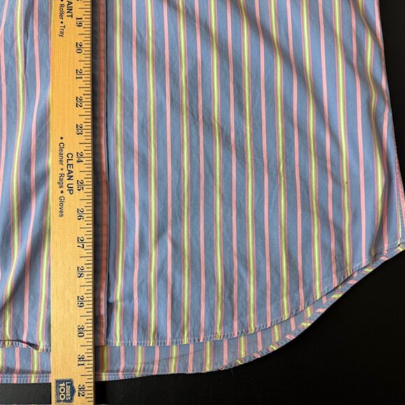 Ralph Lauren Dress Shirt Men's 16 1/2, 34/35 Blue Yellow Stripe Classic Fit - Picture 5 of 10